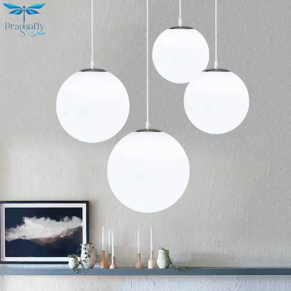 Nordic White Glass Ball Pendant Lights Modern Led Living Room Hanglamp Lamp Restaurant Bar Aisle