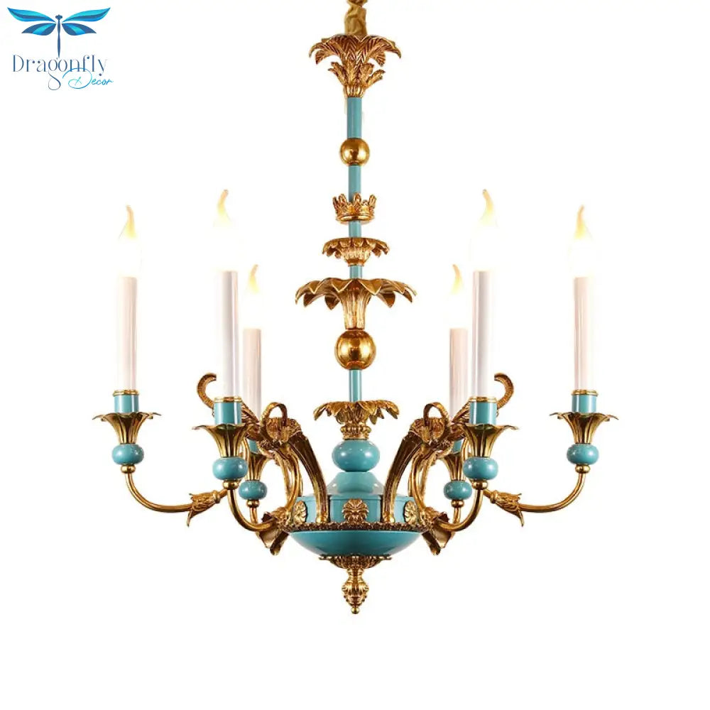 Nouveau - Vintage French Full Brass Decorative Chandelier For Hotel Hall And Living Room Chandelier
