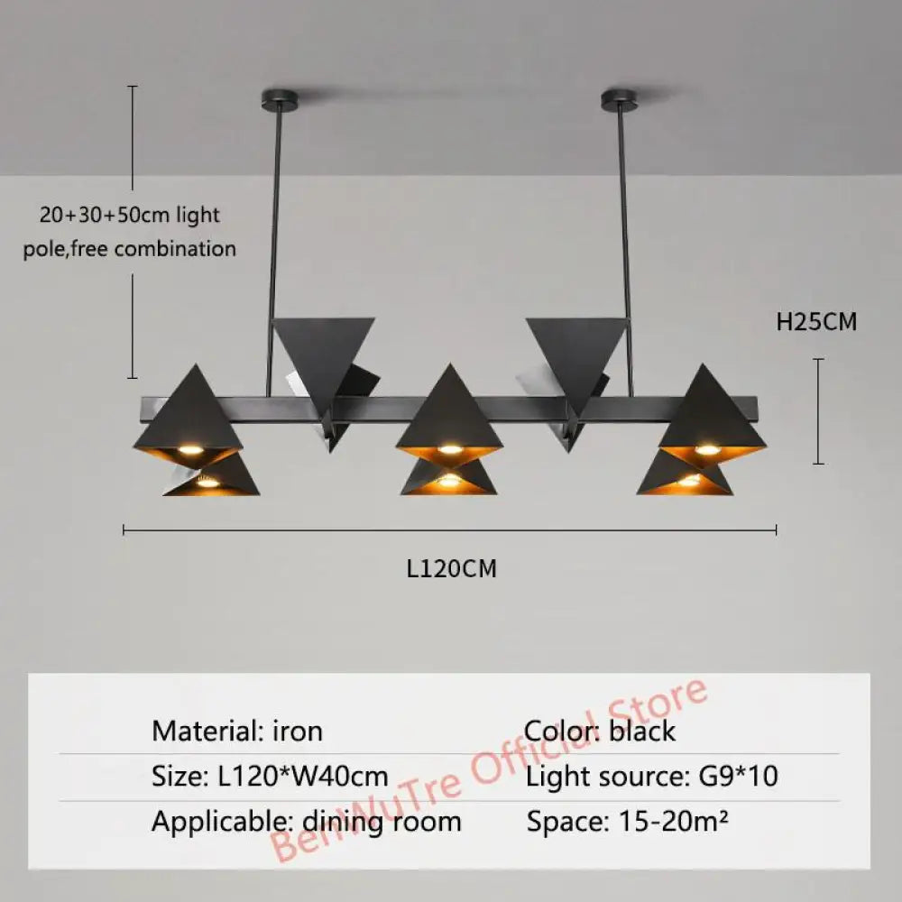 Nova Geometric Led Chandelier: Black Postmodern Lighting For Living Dining Room Restaurant Villa 10