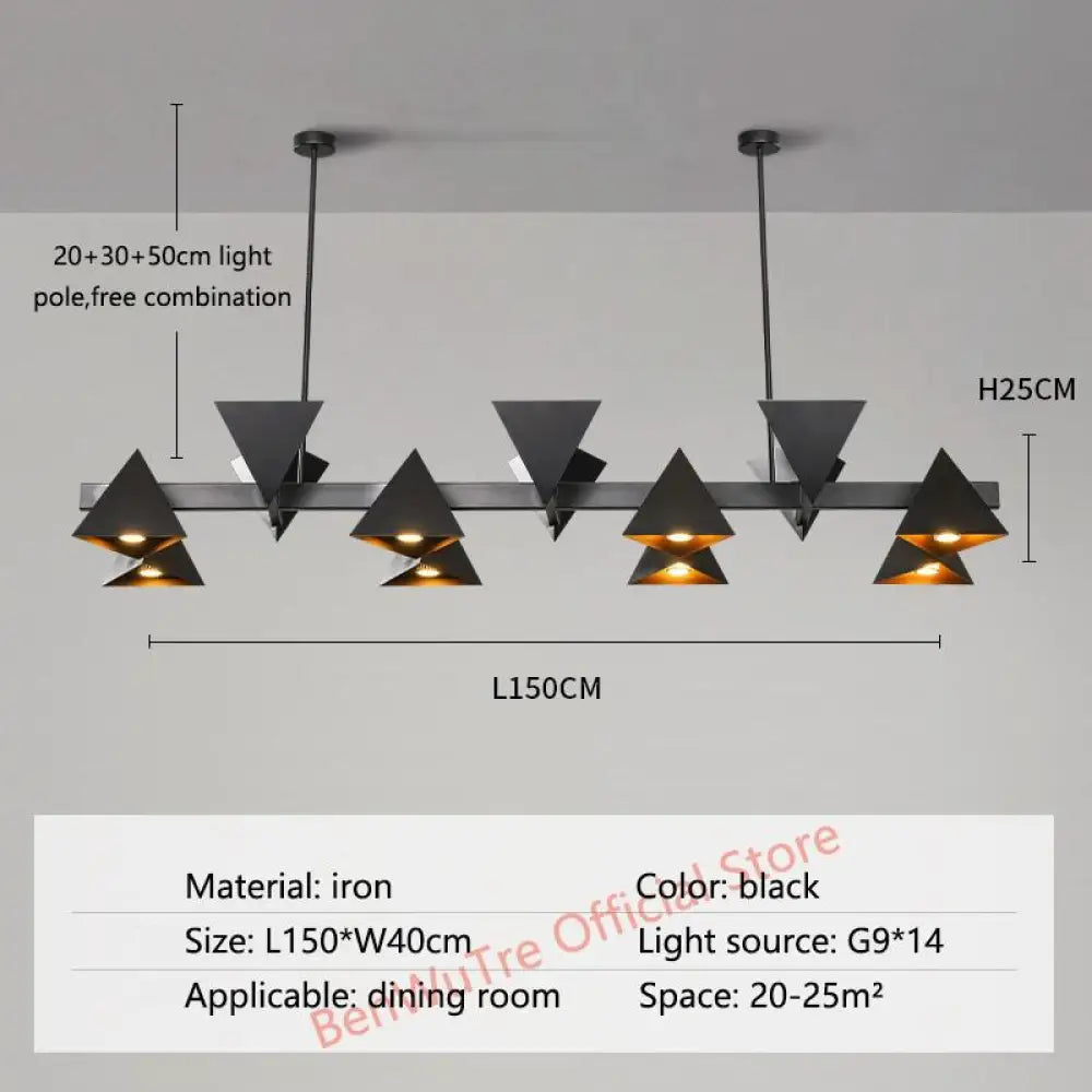 Nova Geometric Led Chandelier: Black Postmodern Lighting For Living Dining Room Restaurant Villa 14
