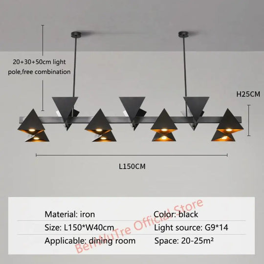 Nova Geometric Led Chandelier: Black Postmodern Lighting For Living Dining Room Restaurant Villa 14