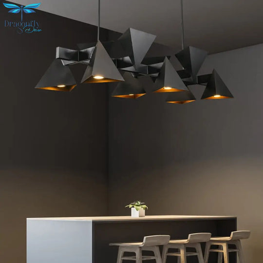 Nova Geometric Led Chandelier: Black Postmodern Lighting For Living Dining Room Restaurant Villa