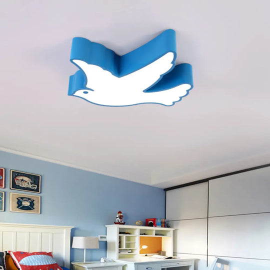 Nursery Room Delight: Led Cartoon Acrylic Bird Shaped Flush Mount Ceiling Light Blue / 19’ White
