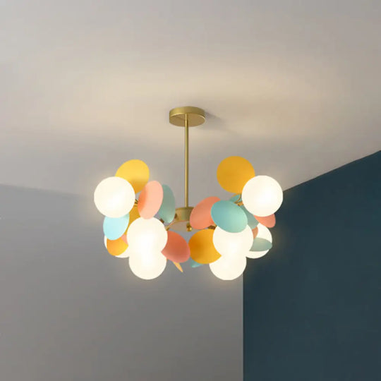 Odile - Cartoon Balloon Hanging Light Fixtures Metallic Drop Pendant With Glass Shade For Bedroom 8