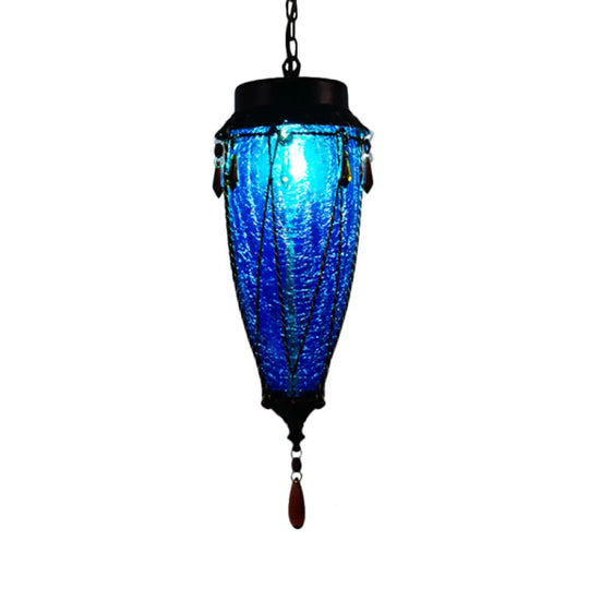 Olga - Vintage Conical Red/Yellow/Blue Glass Pendant Light Fixture Style 1 Restaurant Down Lighting