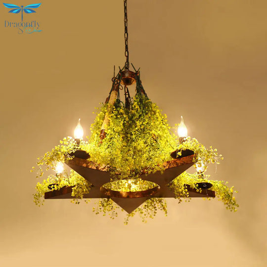 Olympe - Industrial Candle Metal Chandelier Lighting 5 Lights Restaurant Led Plant Ceiling Lamp In