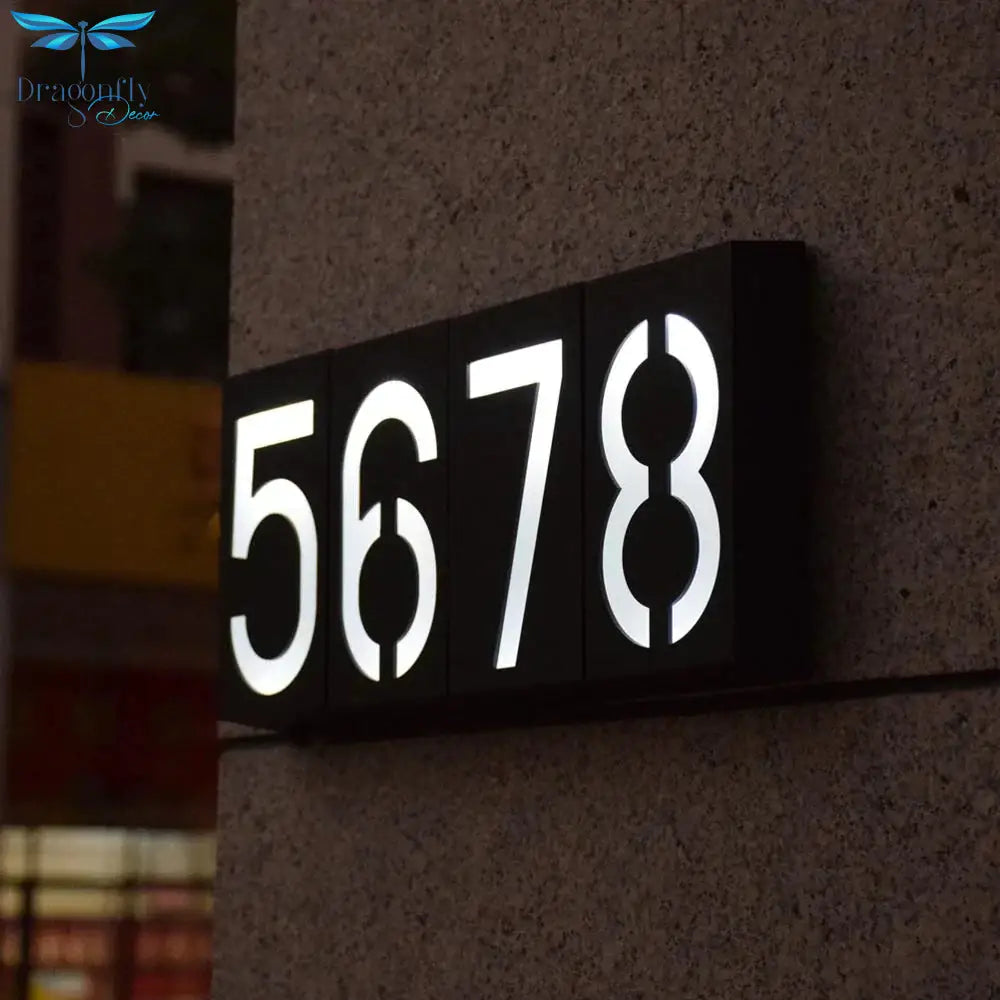 Outdoor Lighting Porch Lights House Number Solar Led Light 6 Led Illumination Doorplate Lamp With