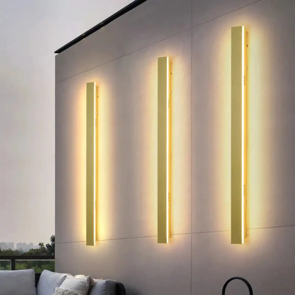Outdoor Lighting Tall Led Wall Lamp Ip65 Waterproof Aluminum Dimmable Gold Garden Porch Sconce