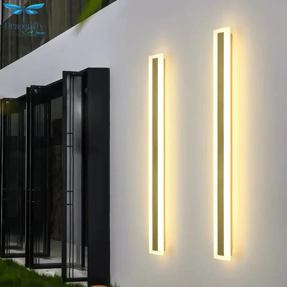 Outdoor Lighting Tall Led Wall Lamp Ip65 Waterproof Aluminum Dimmable Gold Garden Porch Sconce