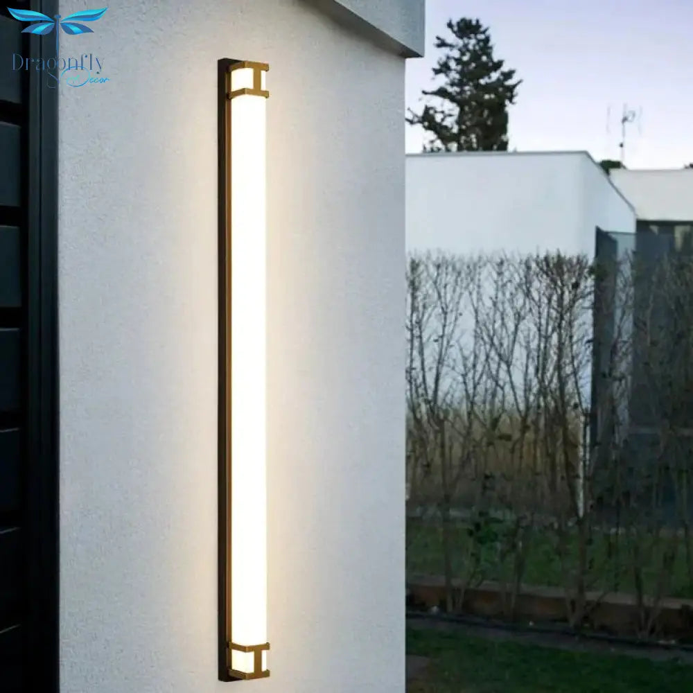 Outdoor Wall Lamp Ip65 Waterproof Led Long Lights Garden Villa Porch Sconce Light Gold Black 110V