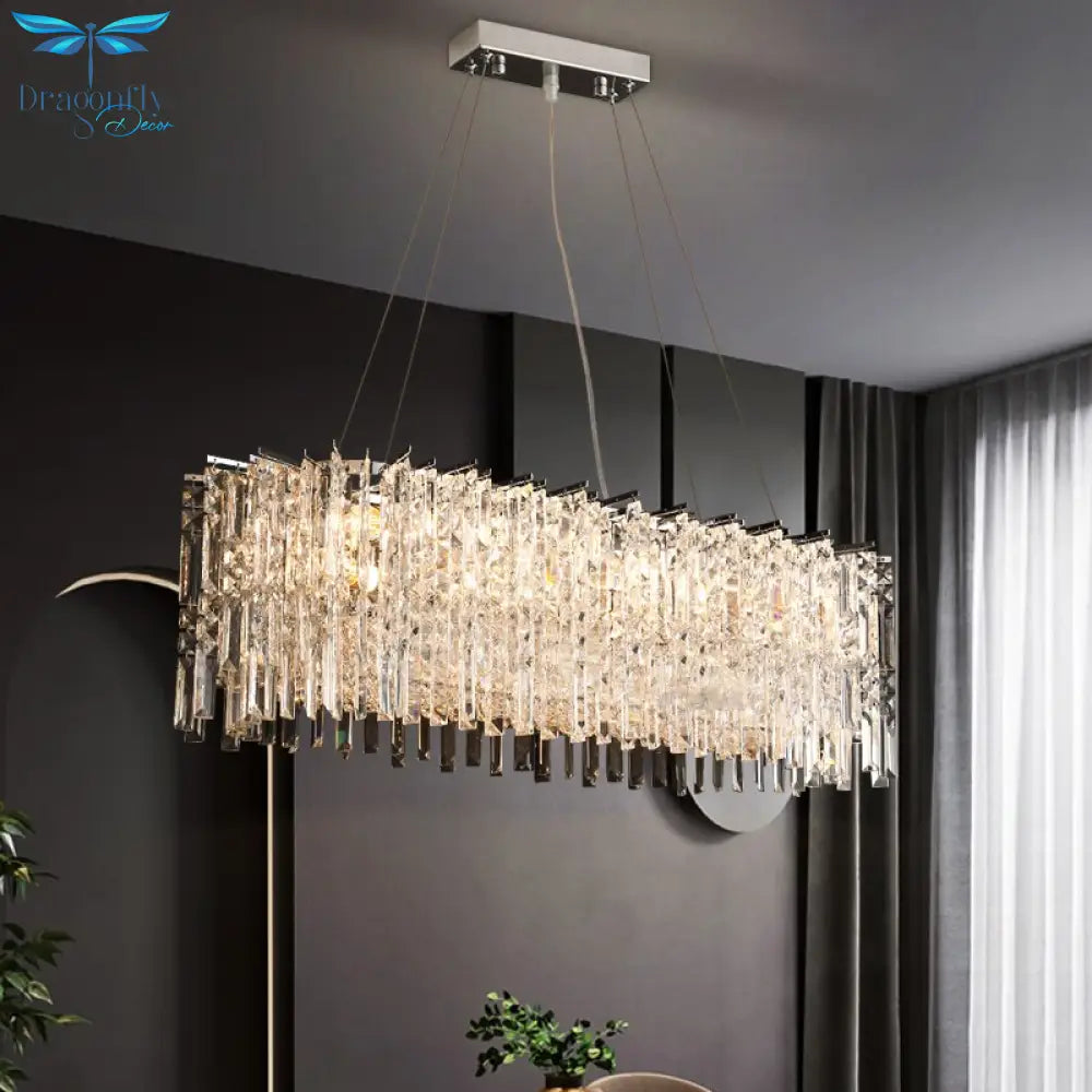Oval Dining Room Chandelier Crystal Led Hanging Lamp Modern Creative Home Decor Lighting Fixture