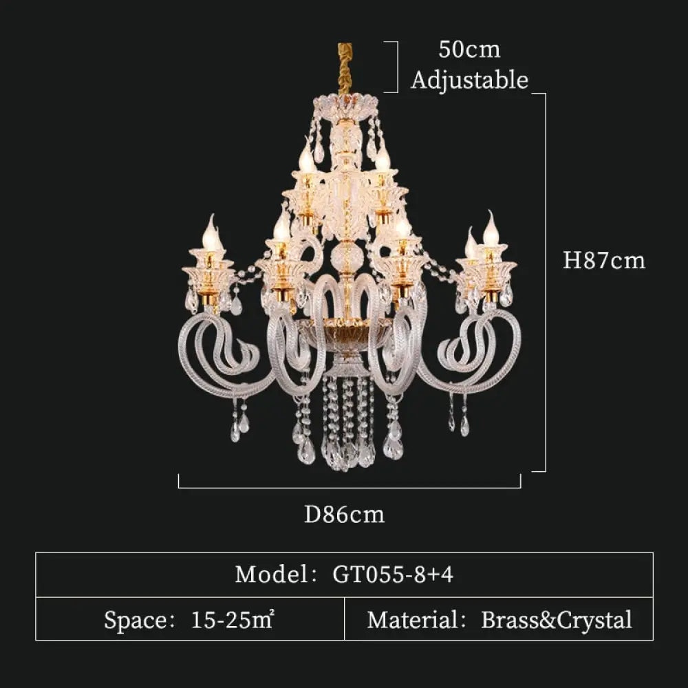 Palace - European Style Hotel Villa Brass Chandelier For Indoor Living And Dining Room 12Lights D86