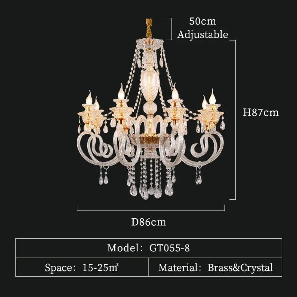 Palace - European Style Hotel Villa Brass Chandelier For Indoor Living And Dining Room 8Lights D86