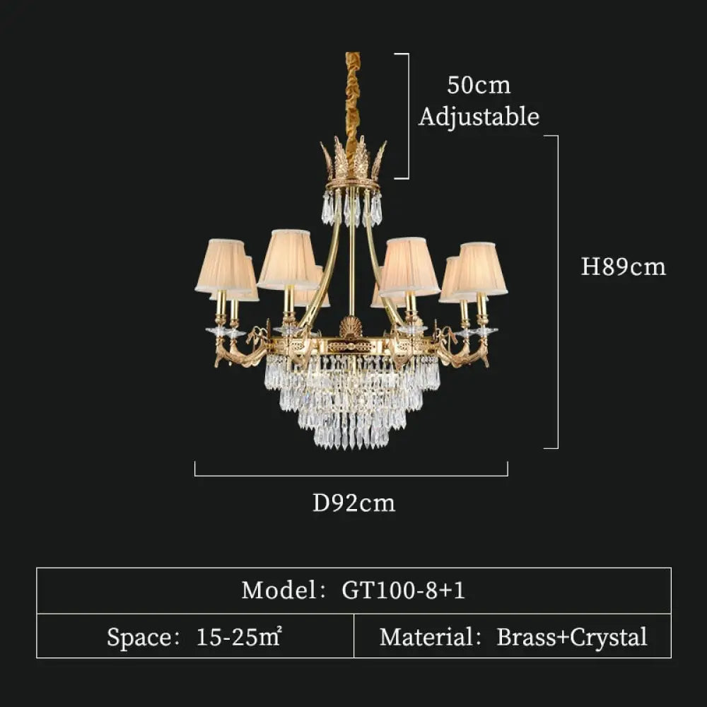 Palais - French Palace Decorative Lighting Living Room Pendant Crystal Lamp 9Lights D92 H89Cm