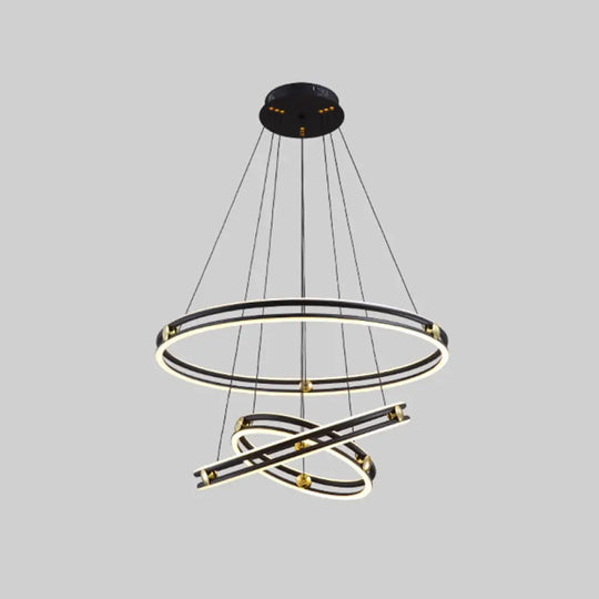 Patricia - Modern Multi Tiered Black Pendant Lamp / 16 + 23.5 + 31.5