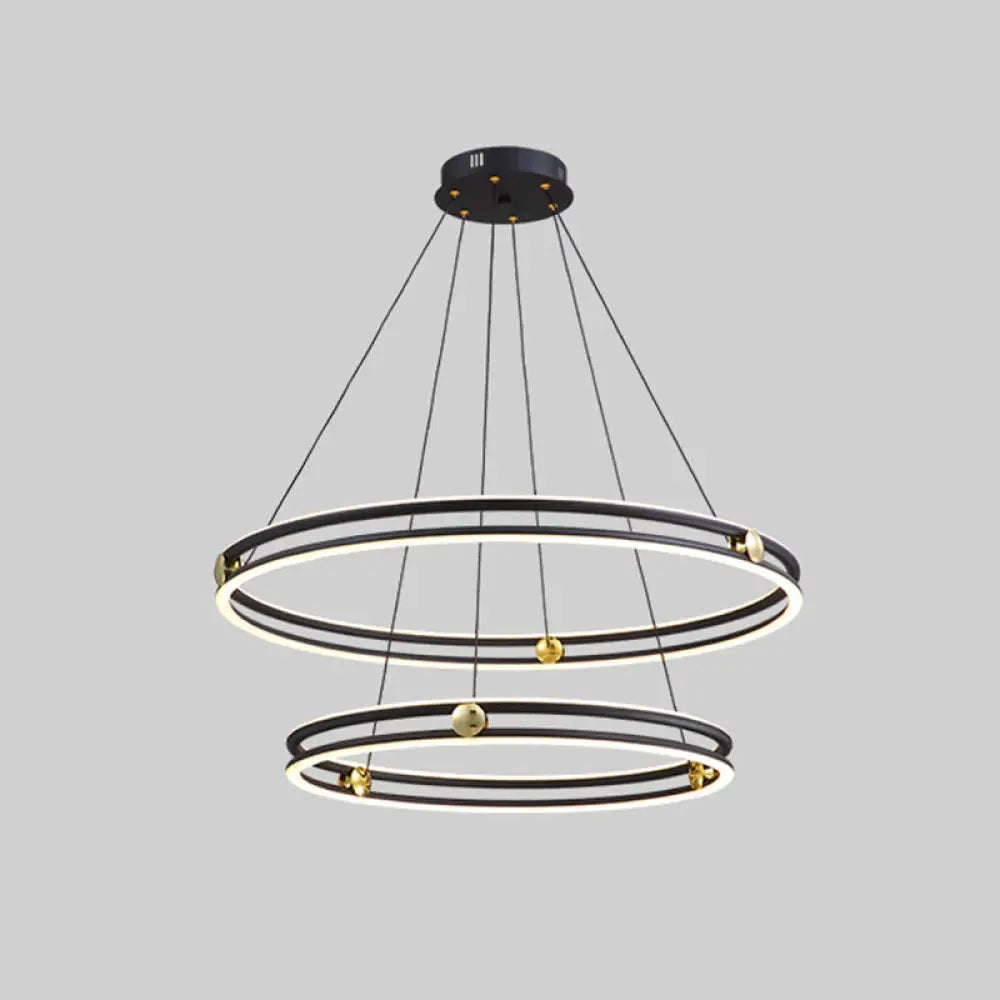 Patricia - Modern Multi Tiered Black Pendant Lamp / 16 + 23.5
