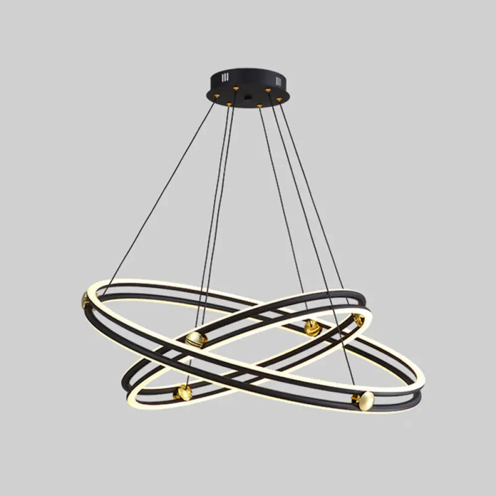 Patricia - Modern Multi Tiered Black Pendant Lamp / 24 + 31.5