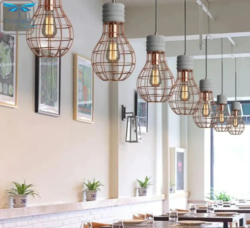 Pendant Lamp Light Creative Modern Concrete Cement Frames Lighting Drop Lights For Dining Living