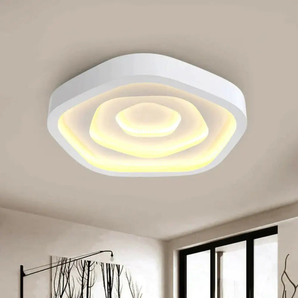 Pentagonal Led White Flush Mount Ceiling Light For Living Room / 17’ Warm