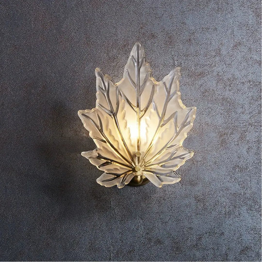 Personality Glass Maple Leaf Pure Copper Wall Lamp Bedroom Bedside Simple Study Stair Wall Lamp /