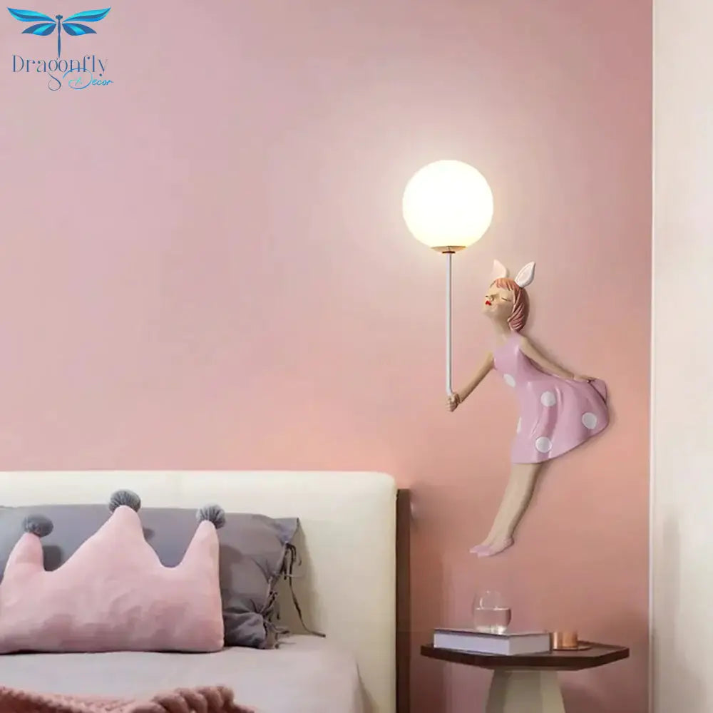 Pink Girl Wall Lamp For Princess Room Girls