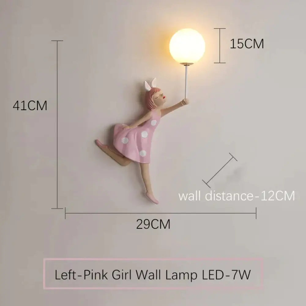Pink Girl Wall Lamp For Princess Room Girls Left / White Lamp