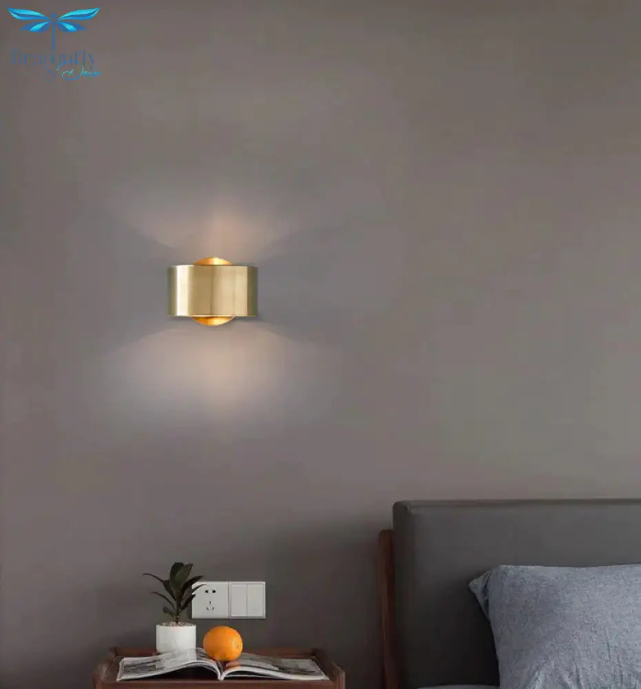 Post Modern Dining Room Bedroom Bedside Hotel Fashion Simple Creative Small Copper Wall Lamp Lamps