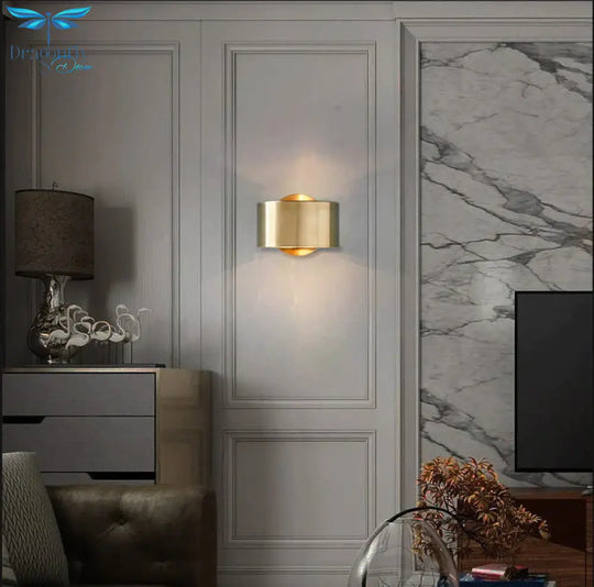 Post Modern Dining Room Bedroom Bedside Hotel Fashion Simple Creative Small Copper Wall Lamp Lamps