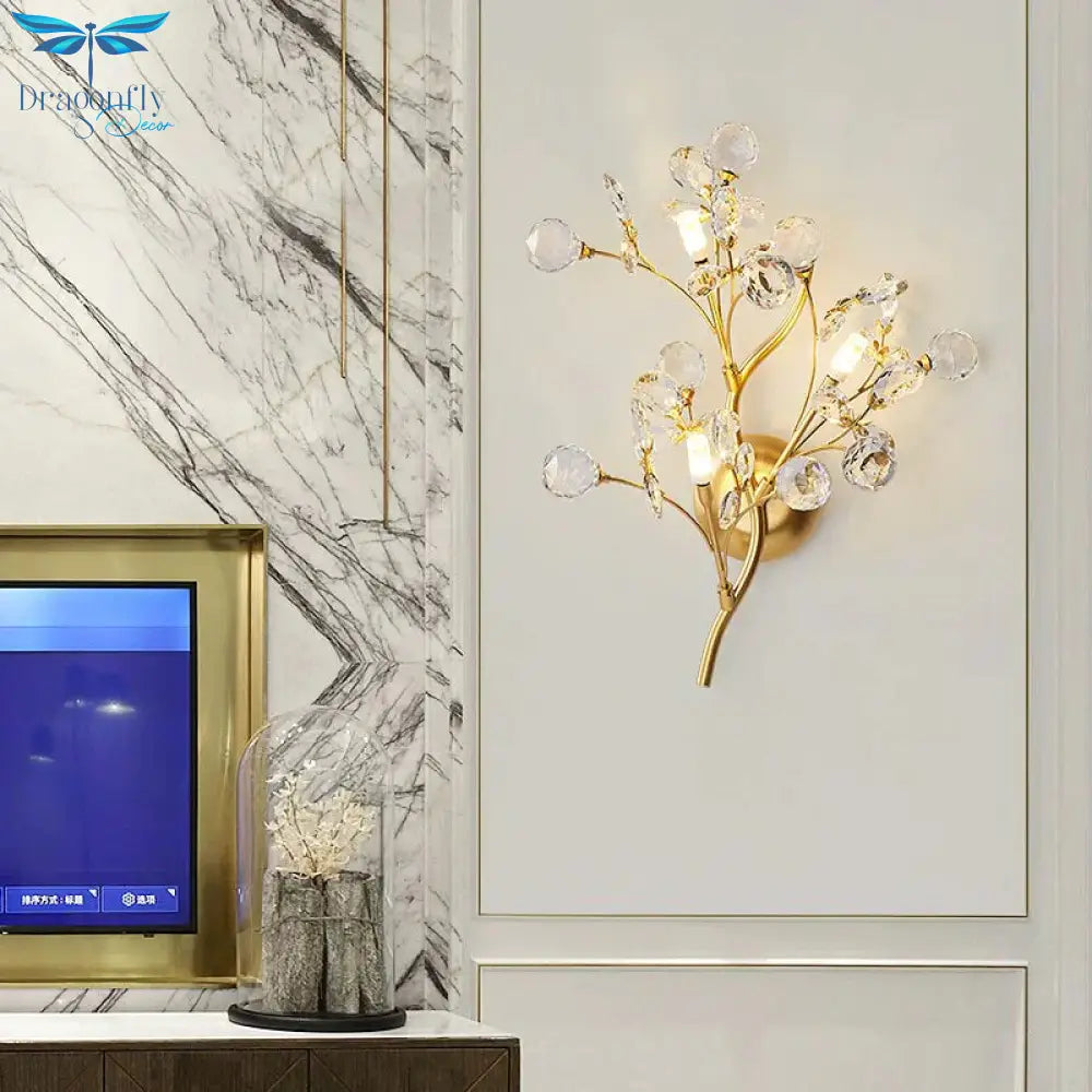 Post Modern Luxury Branch Style Crystal Led Wall Lamp