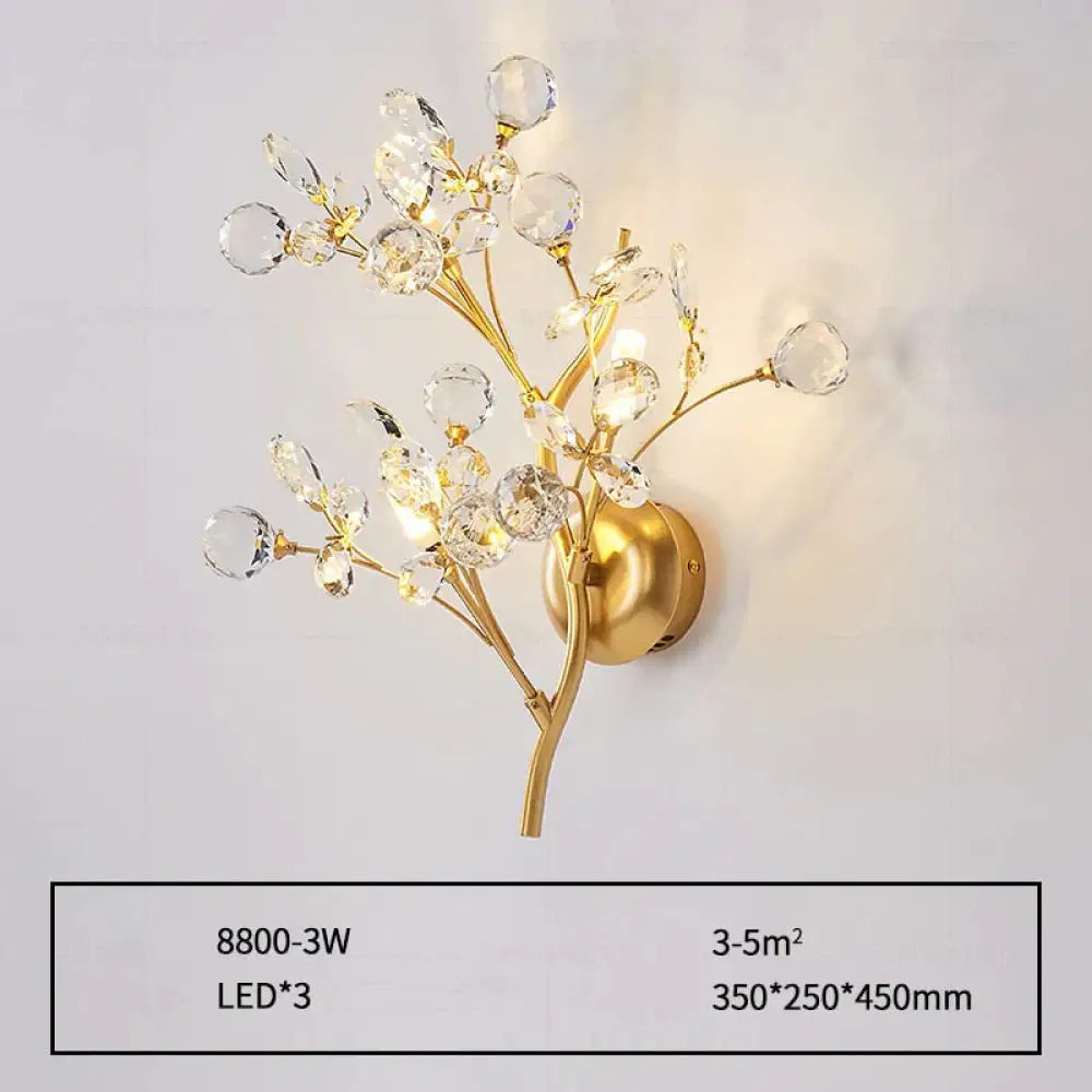Post Modern Luxury Branch Style Crystal Led Wall Lamp 3Lights