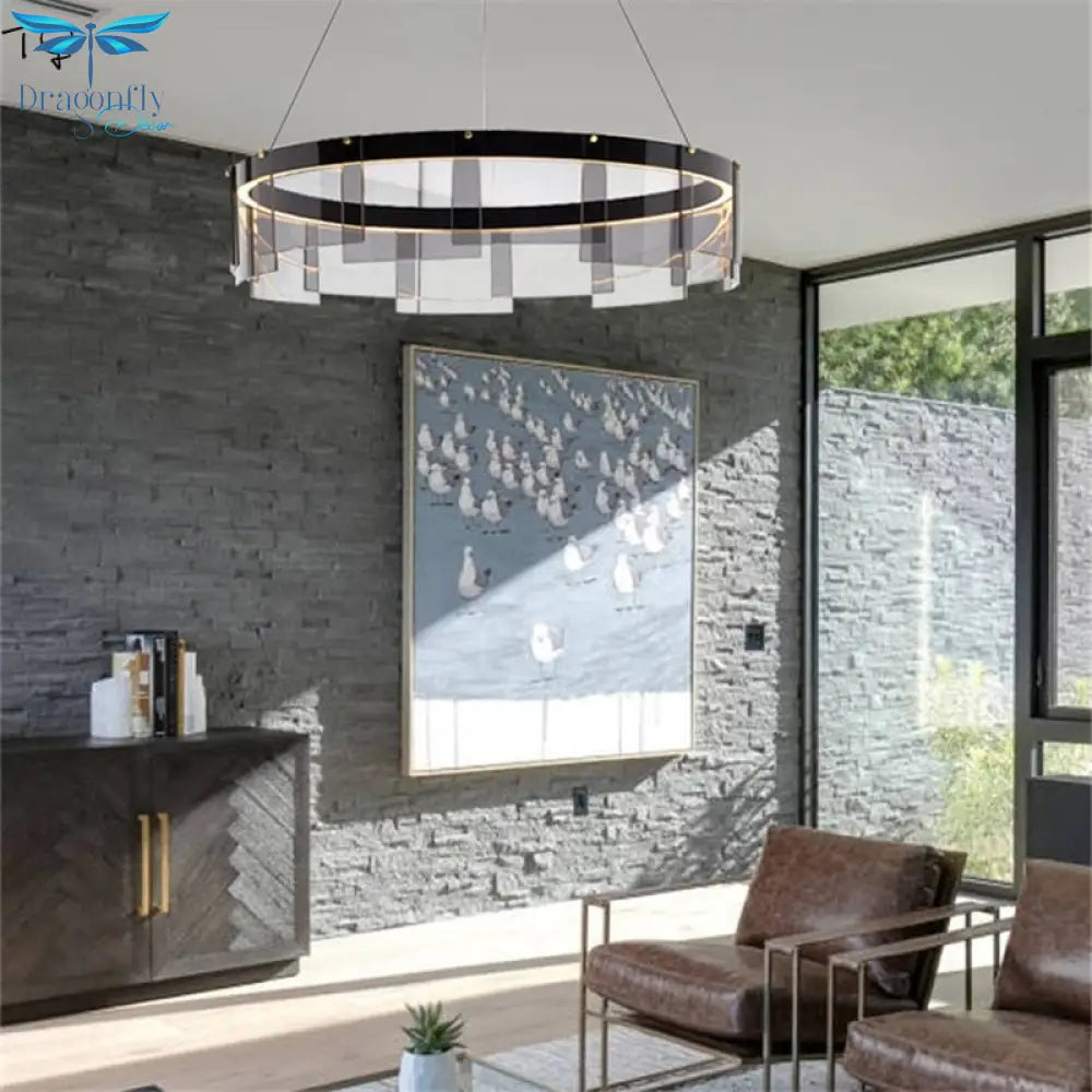 Post Modern Minimalist Round Smoke Gray Glass Pendant Lights Designer Luxury Hanging Lamp Living