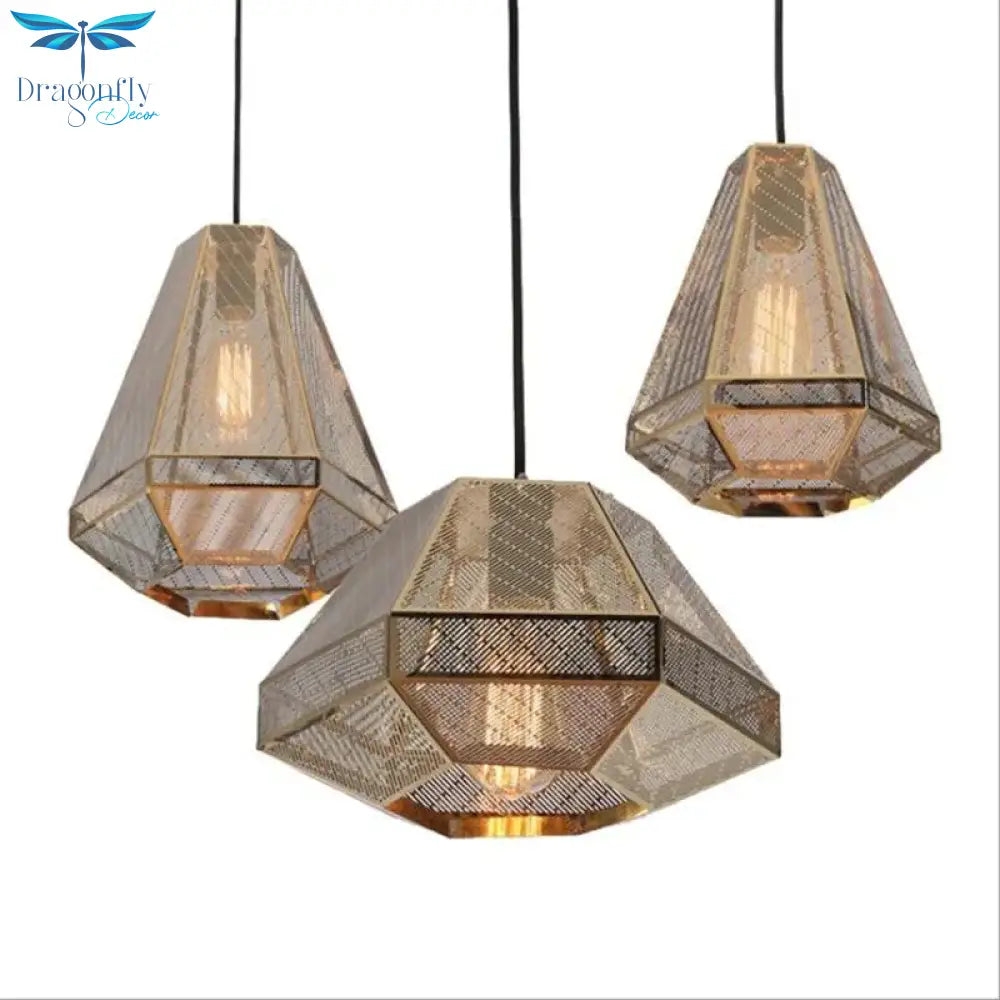 Post Modern Pendant Light Stainless Steel Diamond Shape Kitchen Hanging Lamp Loft Hanglamp Living