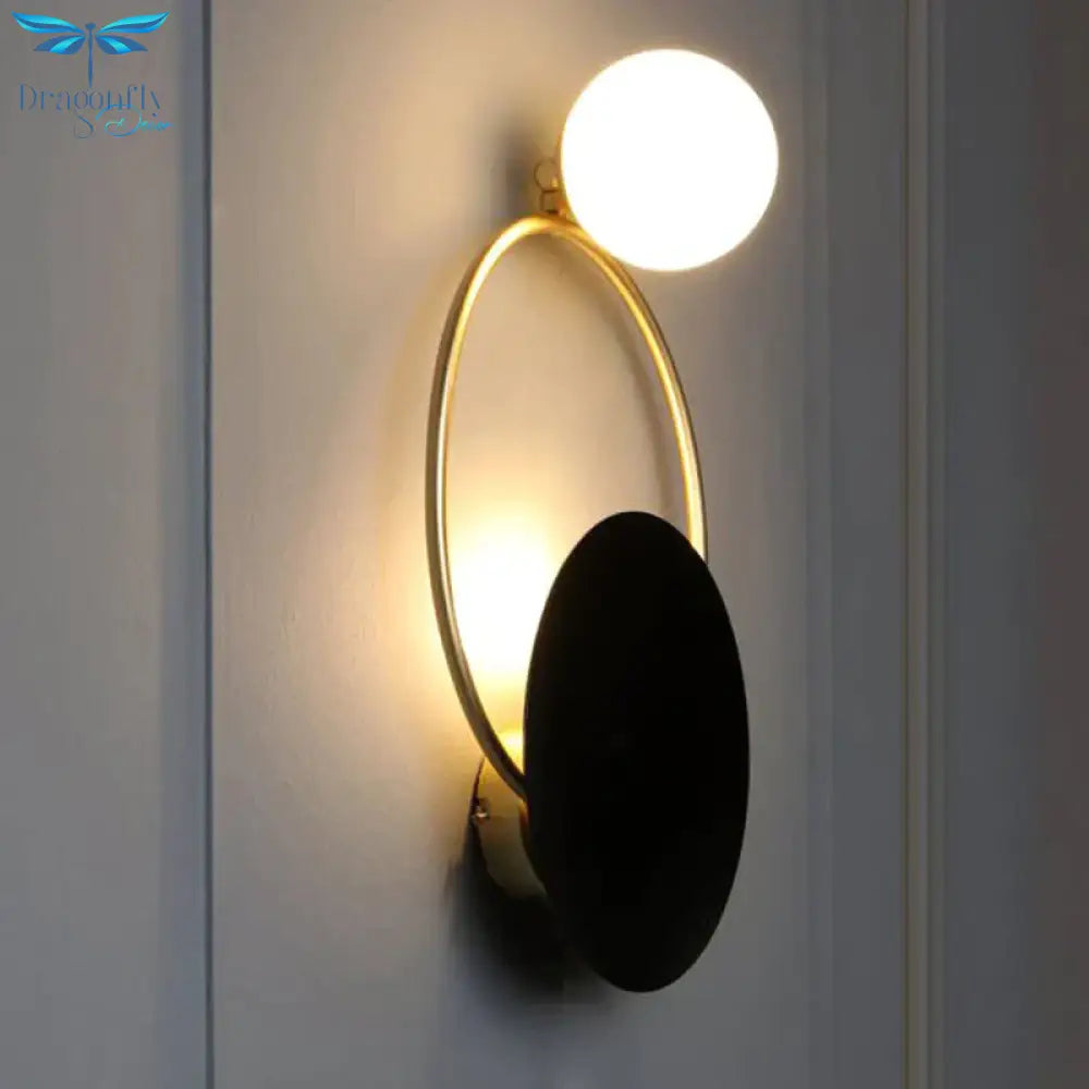 Post - Modern Personality Circle Copper Wall Lamp Creative Living Room Bedroom Hallway Hallroom
