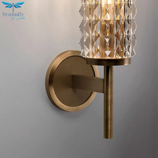 Postmodern Copper Wall Lamp Luxury Crystal Living Room Bathroom Mirror Headlight Villa Light Wall