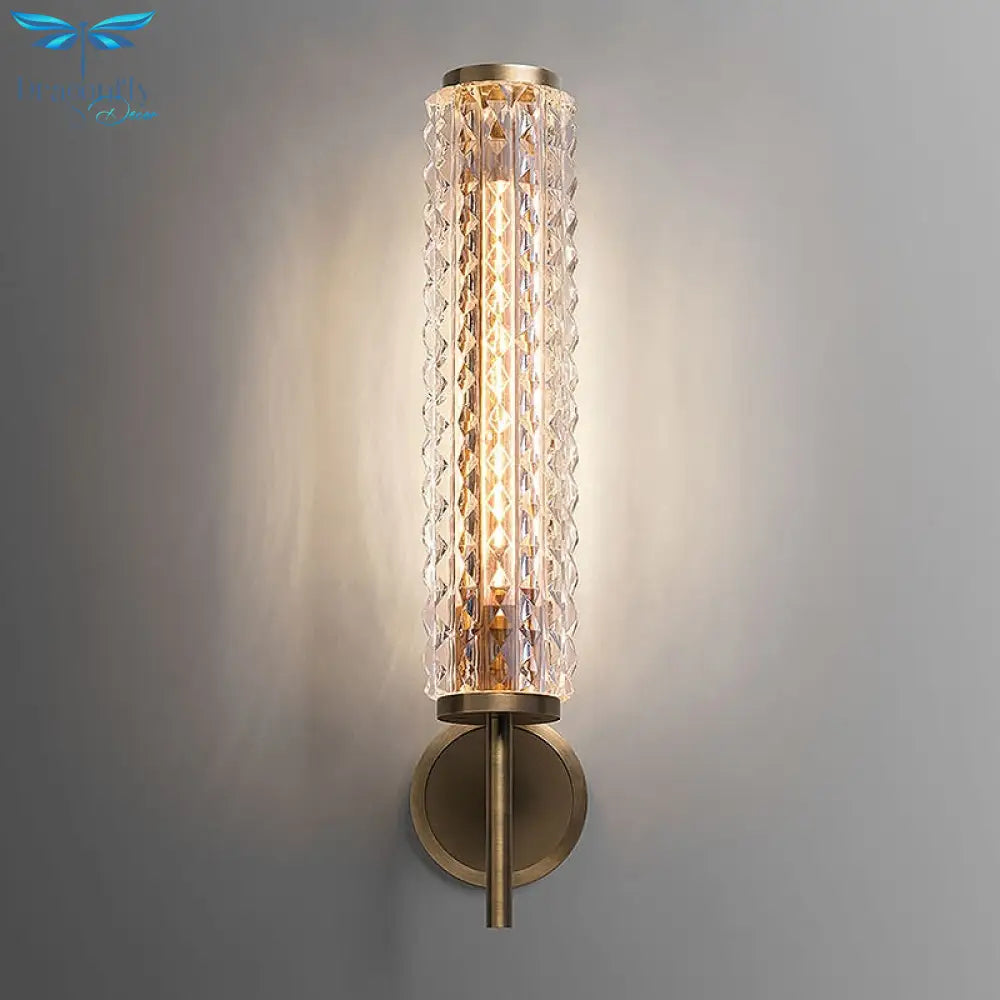 Postmodern Copper Wall Lamp Luxury Crystal Living Room Bathroom Mirror Headlight Villa Light Wall