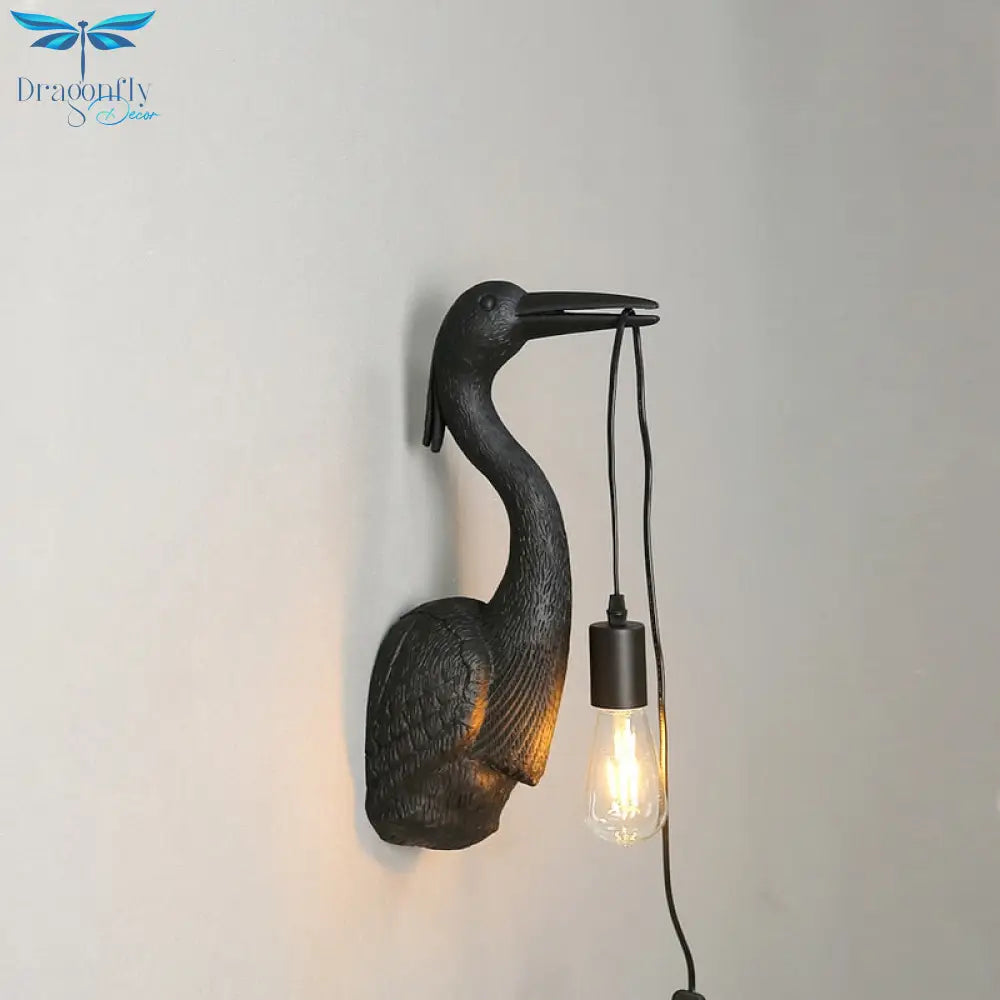 Postmodern Designer Crane Wall Lamps - Art Deco Resin Lights For Hallway Hotel Dining Room E27
