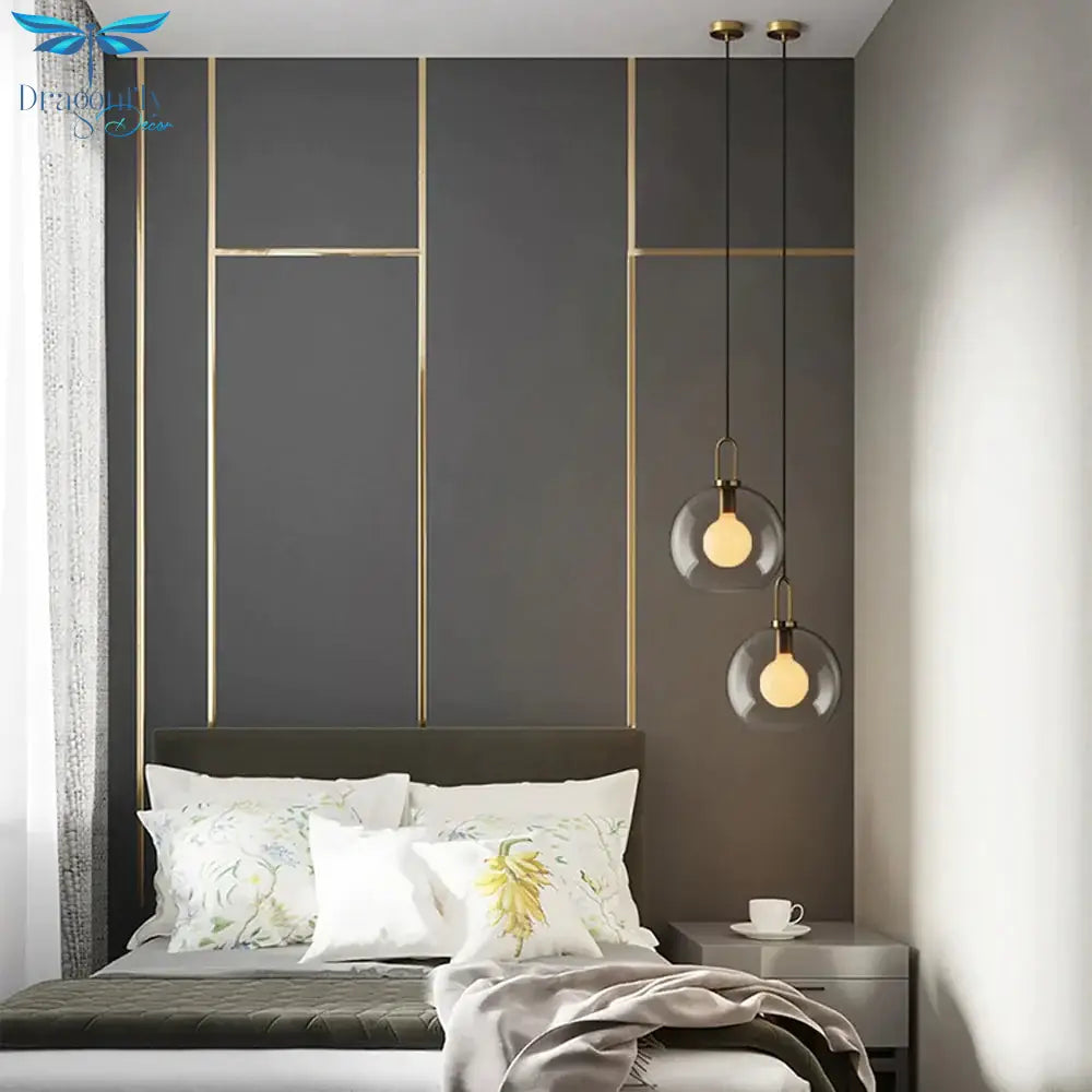 Postmodern Ins Pendant Lights Luxury Restaurant Lamps Nordic Bar Bedroom Bedside Glass Ball Single