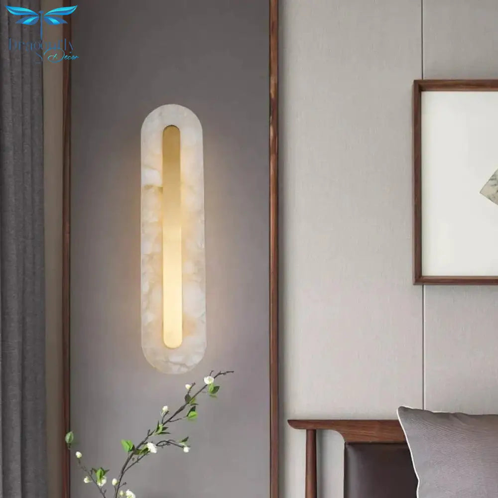 Postmodern Luxury Copper Marble Wall Lamp In Gold Shade For Living Room Restaurant Bedroom Indoor