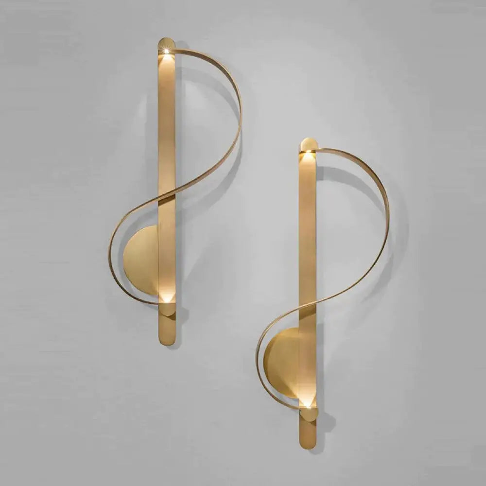 Postmodern Minimalist Creative S - Shaped Copper Wall Lamp Iron / Warm Light Lamps