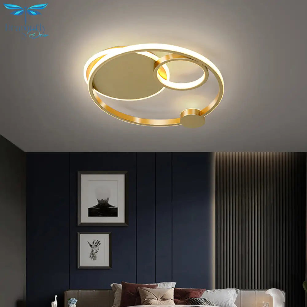 Postmodern Multi - Ring Metal Led Flush Mount Ceiling Lamp For Bedroom Light