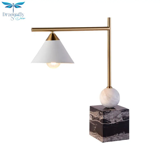 Prudence - Mid Geometric Shaped Nightstand Light Century Marble 1 - Light Bedroom Table Lamp In