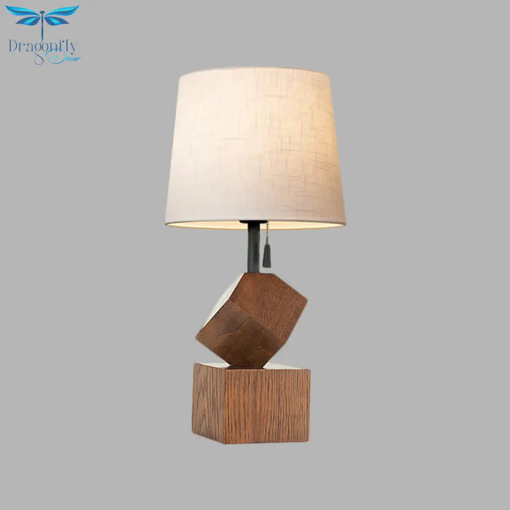 Raelynn - Beige/Brown Barrel Nightstand Lamp