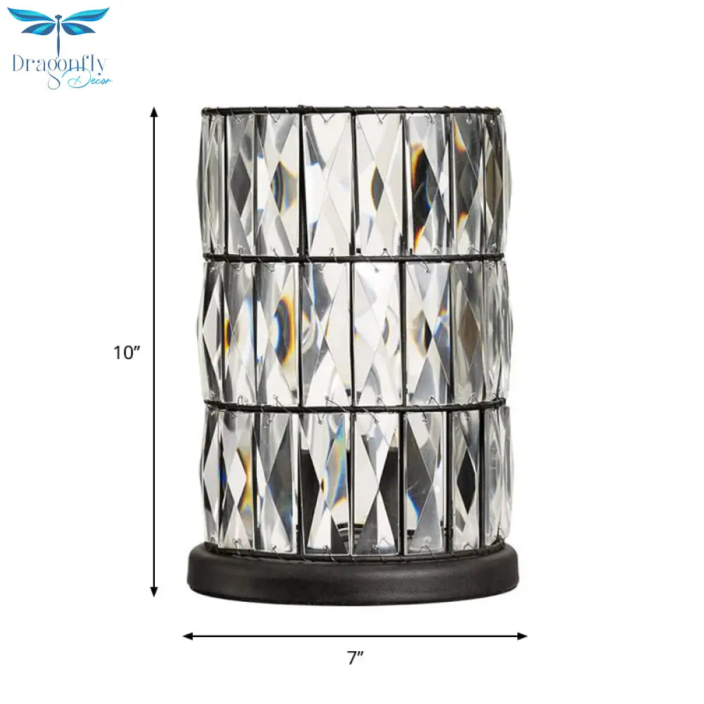 Rastaban - Modern Barrel Crystal Night Table Lamp Black | Enhance Your Sleeping