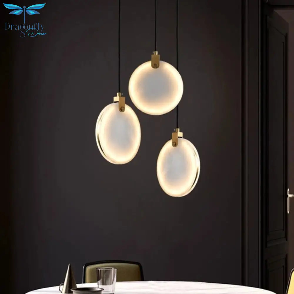 Real Round Marble Led Pendant Lights Copper High Quality Dining Room Kitchen Bedside Hanging Lamp