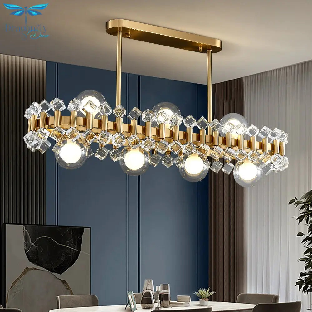 Rectangle Color Crystal Chandelier For Dining Room Kitchen Island Hanging Lamp Interior Lighting