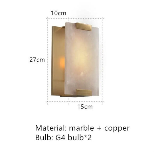 Rectangle Natural Marble Led Wall Lights Copper Foyer Bedside Aisle Indoor Lamp Gold Black Sconce