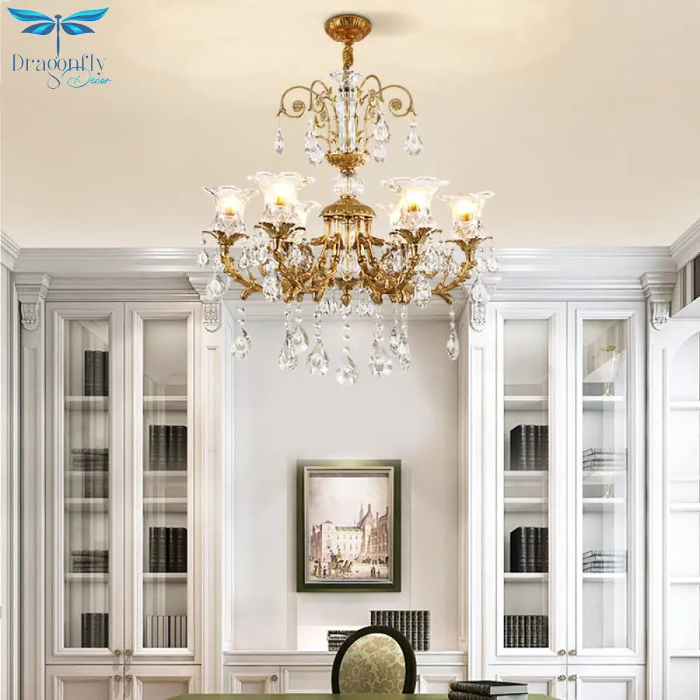 Renaissance - European Full Brass Crystal Chandelier For Living Room Dining And Bedroom Chandelier