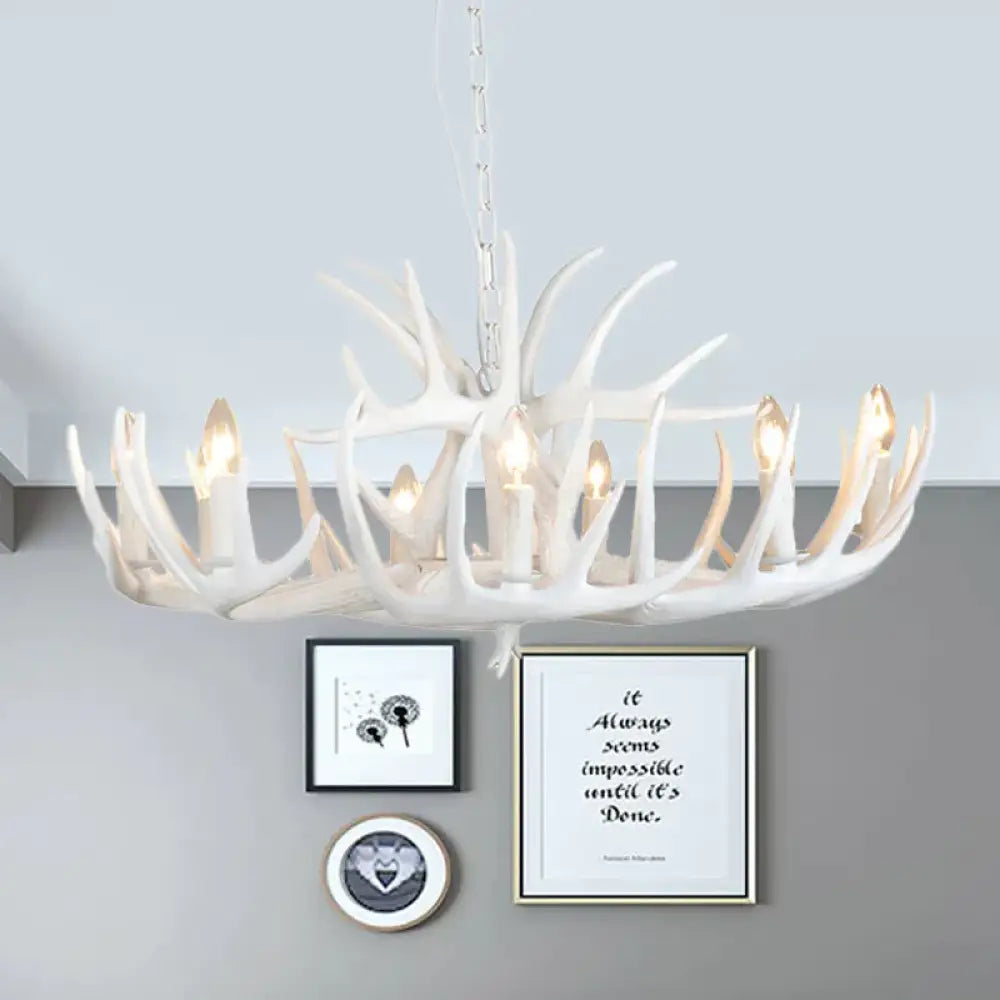 Resin Antler Hanging Chandelier Modern Style 4/6/9 Lights White Ceiling Light 9 /
