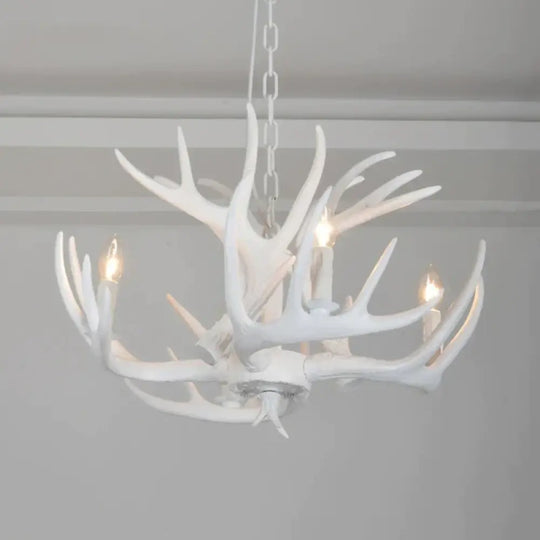 Resin Antler Hanging Chandelier Modern Style 4/6/9 Lights White Ceiling Light 4 /