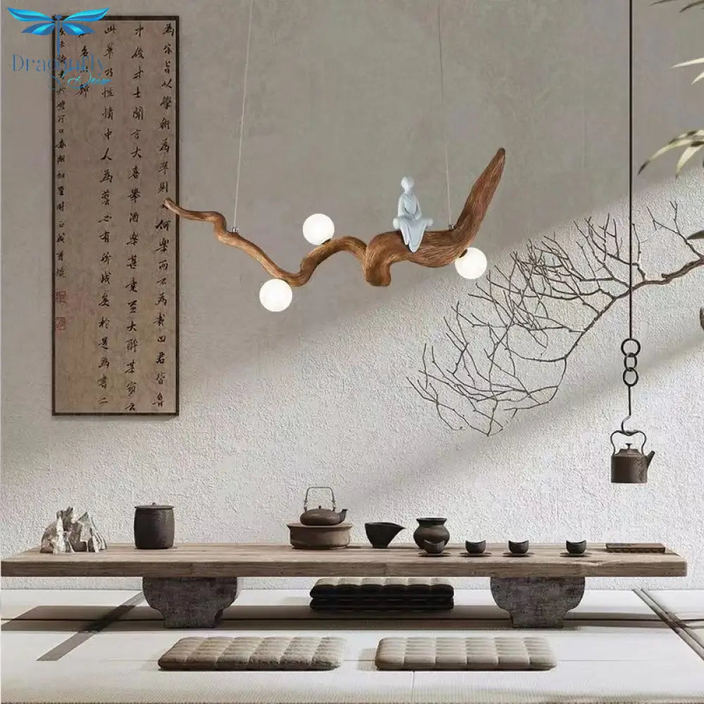 Resin Branches Pendant Lights - Rustic Led Hanging Lamp Fixtures For Tea House And Dining Room Light